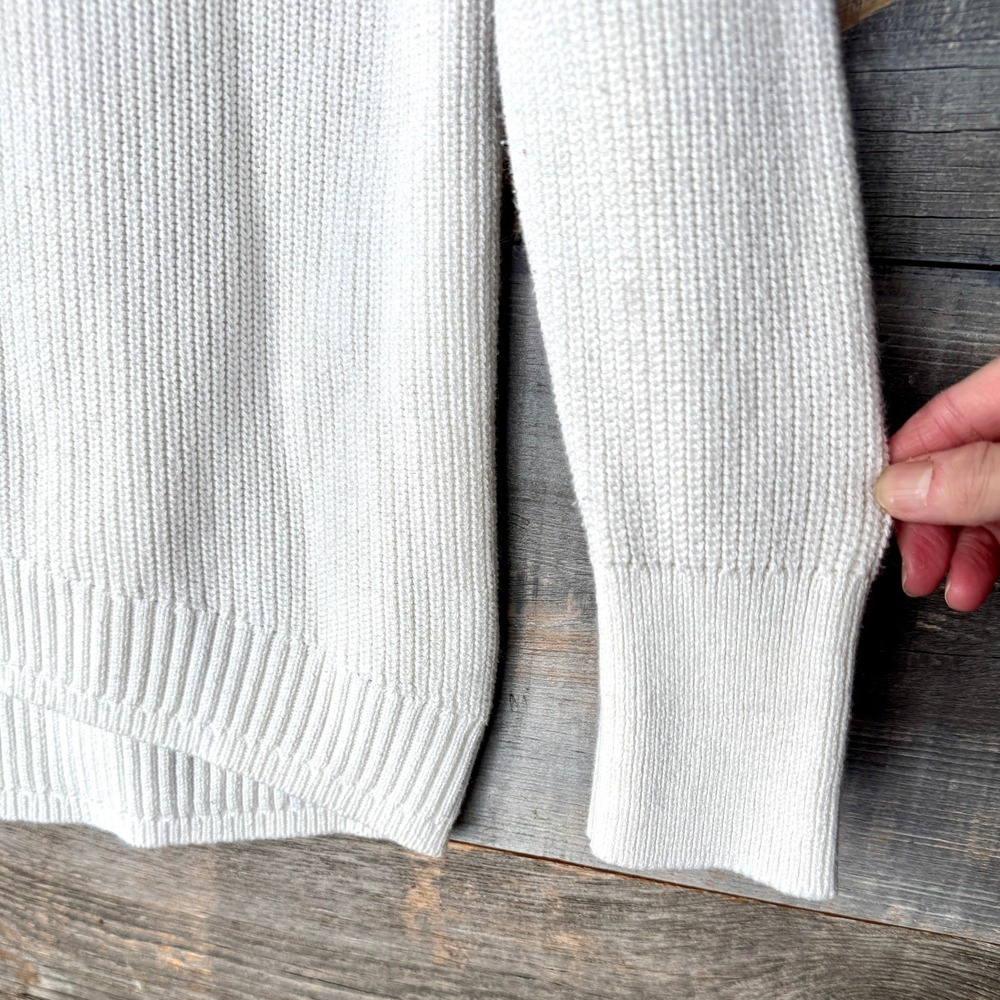J. Crew Womens Cotton Cashmere Ribbed Turtleneck Sweater S Ivory Relaxed Spring‎ - Picture 5 of 13